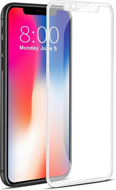 Screenprotector geschikt voor Apple iPhone Xs / X | Full Screen Cover Volledig Beeld | Tempered Glass Wit - van iCall