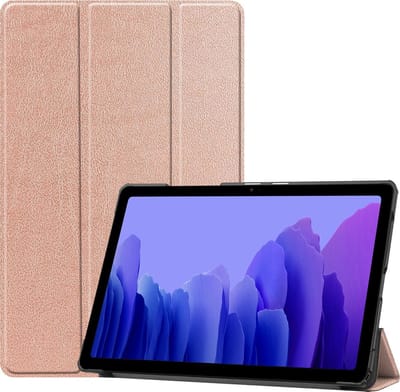 Hoesje - Geschikt voor Samsung Galaxy Tab A7 (2020) - Dun & Stevig - Hardcover Book Case - Trifold Bookcase Hoes - Hard Cover - Tablethoes - Rosé goud