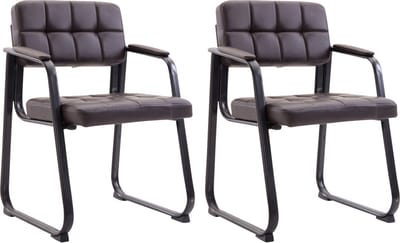 CLP Canada B Set van 2 eetkamerstoelen - met armleuning - Zwart Frame - Kunstleer - bruin