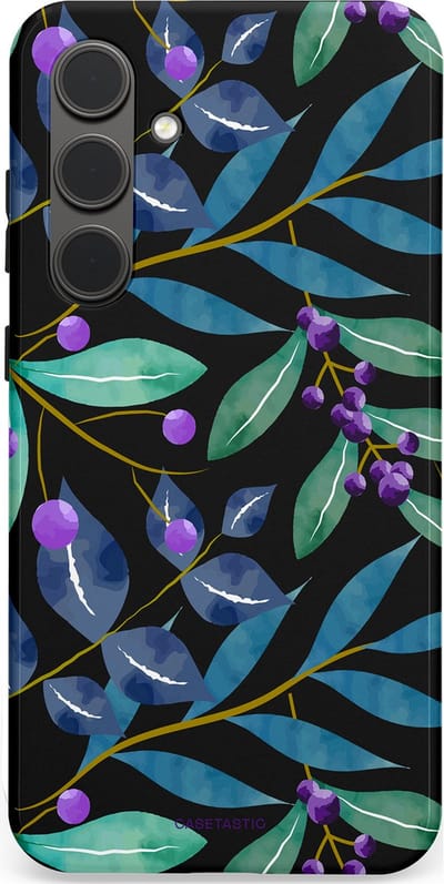 Casetastic hoesje geschikt voor Samsung Galaxy S24 Plus - Dubbellaagse bescherming - Besjes fantasie - Fashion Case - Zwart Petrol Saliegroen