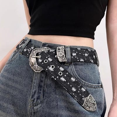 Y2K Luxe Design Veelzijdig Uitgesneden Riem Vintage Brede Leren Riem Punk Jeansrok Gecombineerd Harajuku Meisjes Tailleband Decor gray
