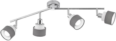 Plafondlamp Plafondspot Slaapkamerlamp 4-lichts spot strip, verstelbaar, staal, chroomgrijs, 4x E14 stopcontacten, LxBxH 85x20,2x9 cm