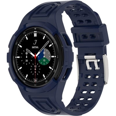 Samsung Galaxy Watch 4 Classic 46mm siliconen bandje met frame (donkerblauw)