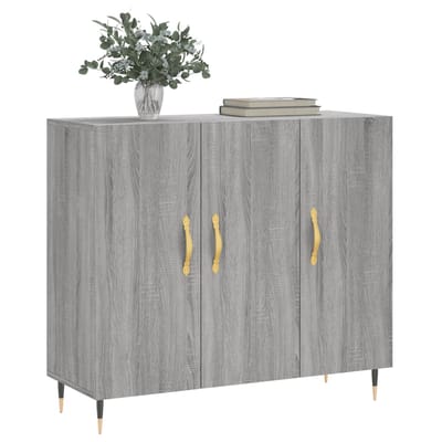 vidaXL - Dressoir - 90x34x80 - cm - bewerkt - hout - grijs - sonoma - eikenkleurig