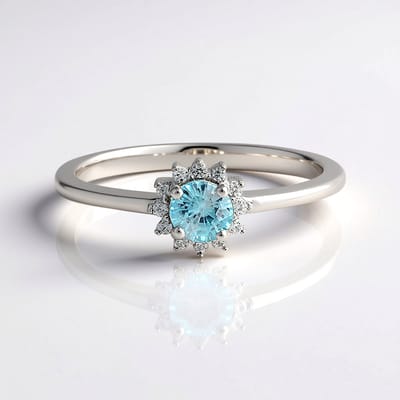 Cavill - Elegante Zilveren Ring - 925 Sterling Zilver Geplatineerd - Ratanakiri Zirkoon 0,568 ct & Halo Zirkoon 0,111 ct - Maat 20