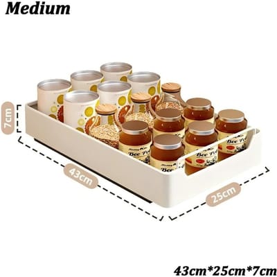 Nieuw Keuken Opbergrek met Schuifrails Uittrekbare Lade Type Bak Kruidenrek Kasten Organizer M 43X25X7cm wit