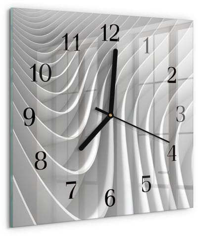 Tulup Wandklok - Abstractie Moderne Wandklok Glas - 30x30 cm - Grijs Wandklok Glas Decoratie - Zwarte Handen - Vierkante Wandklok - Moderne Wandklok Glas - Wandklok Glas Decoratie