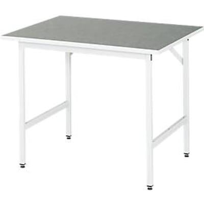 Rau werktafel Jerry, handmatig in hoogte verstelbaar, 25 mm spaanplaat met linoleum bekleding, tot 300 kg, B 1000 x D 800 x H 800-850 mm, lichtgrijs/lichtgrijs