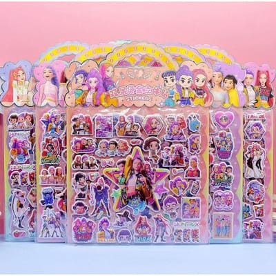 Kpop Heksenjager Squad Dubbellaags 3D Bellenstickers Stempelen Decoratief Kindercadeaus