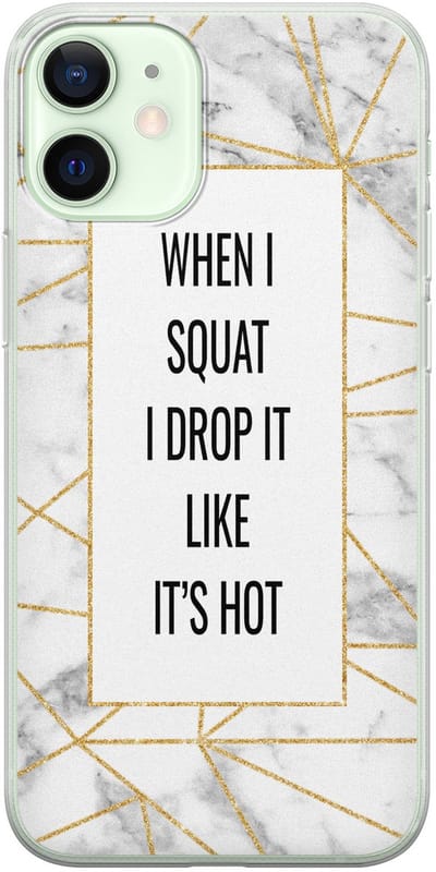 Leuke Telefoonhoesjes - Geschikt voor iPhone 12 Mini - Fitness quote squats - Soft case - TPU - Grijs