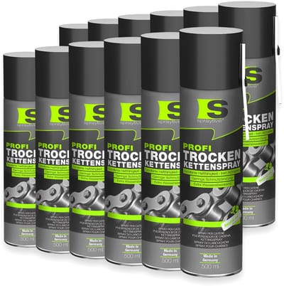 Spraytive 12x 500ml kettingspray droog met ptfe smeermiddel voor fiets motor en machines beschermt tegen slijtage vuil en roest