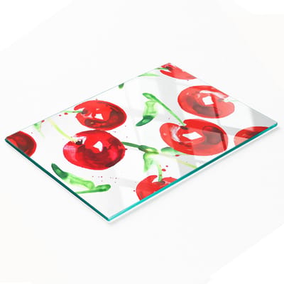 Multifunctionele decoratieve snijplank voor de keuken, gehard glas, kersenkleur, 80x52 cm