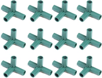 12 Stuks 16mm 4-Weg PVC Fittingen voor Kassen en Tuinconstructies