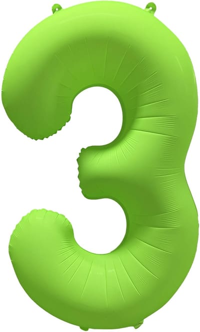 Riethmüller - Folieballon cijfer 3 - neon groen - 86 cm