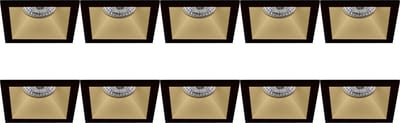Spot Armatuur 10 Pack - Pragmi Pollon Pro - GU10 Inbouwspot - Vierkant - Zwart/Goud - Aluminium - Verdiept - 82mm