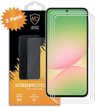 3-Pack MobyDefend Screenprotectors - Geschikt voor Samsung Galaxy A36 / Galaxy A56 - Case-Friendly Screensavers - Gehard Glas