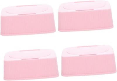 Babydoekjeshouder Set - Vochtige Doekjes - Hygiënisch Gebruik - Stofdichte Bewaardoos - 4 Stuks - Roze
