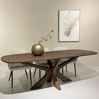 Ovale Eettafel Mangohout Bruin – - Bruin - Novihome