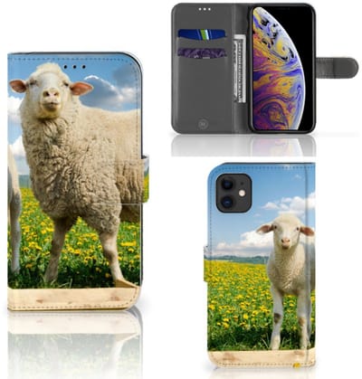 Apple iPhone 11 Telefoonhoesje met Pasjes Schaap en Lammetje