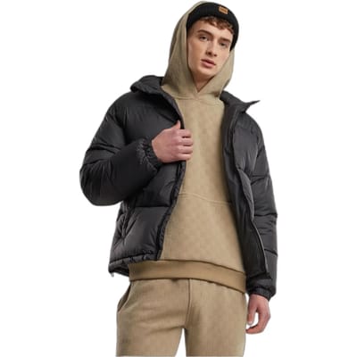 Urban Classics Basic pufferjack met kap winterjack/jas zwart maat M