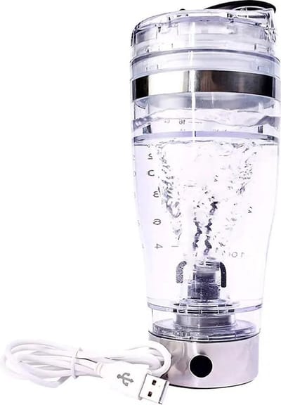 Elektrische shakerbeker voor eiwitpoeder 450 ml - Shakerbeker - Eiwitpoeder - USB shakerbeker - Melk-/koffieblender - Waterbeker - Whirlwind blender - BPA-vrij, lekvrij en geurloos - Draagbaar en oplaadbaar - Ideaal voor sport en reizen - Transparant