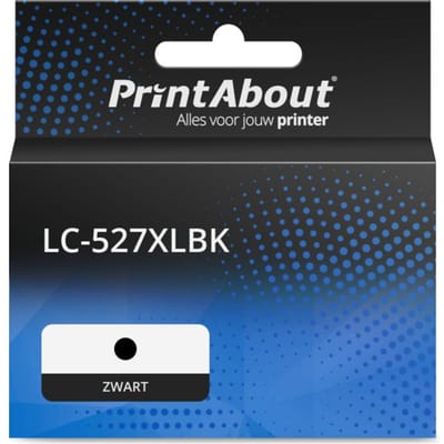 PrintAbout huismerk Inktcartridge LC-527XLBK Zwart Hoge capaciteit Geschikt voor Brother