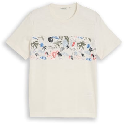 Gemêleerde T-shirt met een zomerse print op de borst Tom Tailor