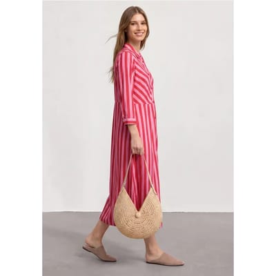 Maxi-jurk met overhemdkraag en print