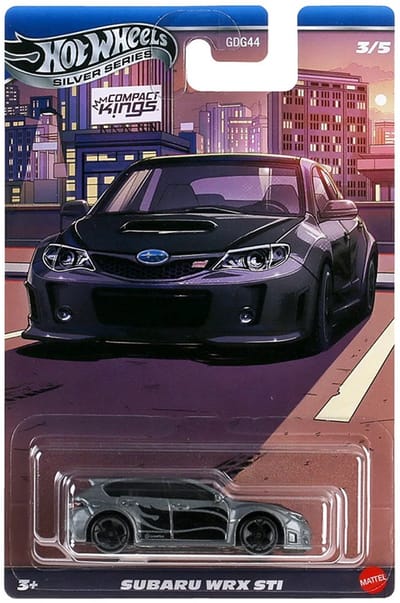 HOT WHEELS SILVER SERIES SUBARU WRX STI MATT RACING GREY 1:64 COMPACT KINGS 3/5 LONG CARD
