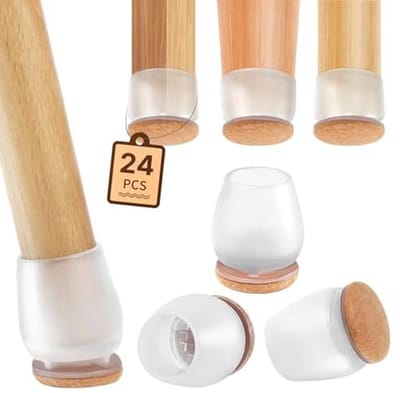Transparante Beschermende Stoelpootdoppen - 24 Stuks voor Rond Hoekige Stoelen, Vloerbeschermers voor Geluid- en Krassenvrij Gebruik