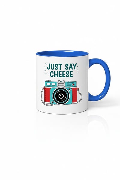 Just Say Cheese Mok - Retro Camera Design | Koffiemok met Unieke Print