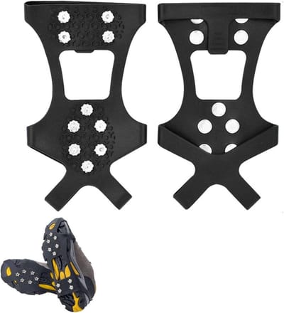 Famanu - Antislip schoenspikes, stijgijzers, voor bergschoenen, schoenenklauwen, antislip schoenspikes, klimijzers, maat L: 40-45, voor ijsklimmen, bergbeklimmen, wandelen, wintersport in de open lucht