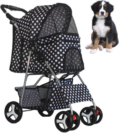 Huisdieren Wandelwagen - Hondenbuggy Kattenwagen - Comfortabel Reizen - Opvouwbaar Met Mand - 18 x 26 x 39 inch