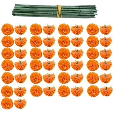 50 Stuks Goudsbloem Kunstbloem voor Diwali Huisdecoratie DIY Krans Guirlande Knutselwerk Bruiloftsfeest gray