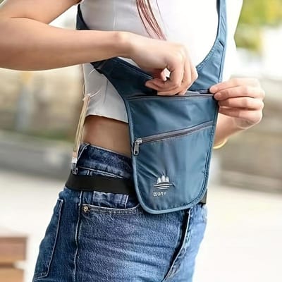 Diefstalbestendige Sport Taille Tas Waterdicht Lichtgewicht Hardloop Taille Zakje Draagbaar Verstelbare Riem Onzichtbare Riemtas Reizen blauw