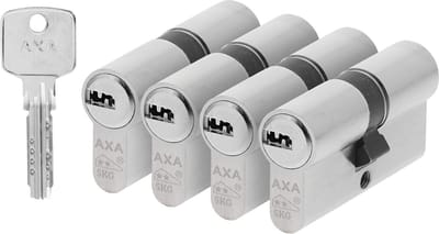 AXA Dubbele veiligheidscilinders (Comfort) 30-30 mm:  4 stuks gelijksluitend - SKG**
