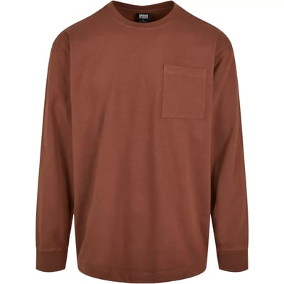 Urban Classics - Heavy Oversized Pocket Longsleeve shirt - S - Bruin