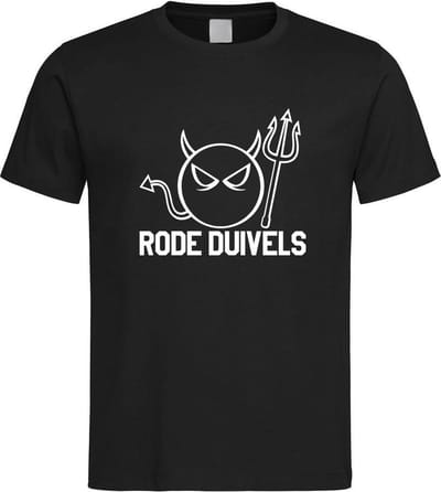 Belgie WK Voetbal T-Shirt Zwart “ Rode Duivels “ Print Wit  Maat S