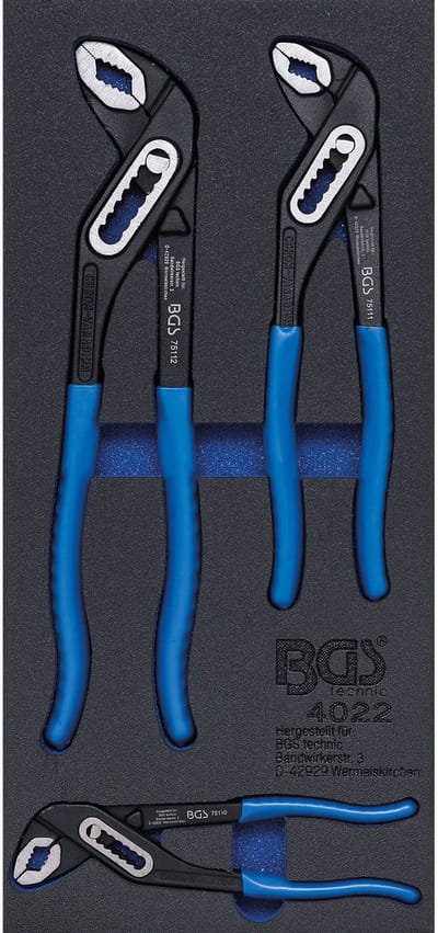 BGS Werkplaatswageninleg 1/3: Waterpomptangen 3-delig. - 4022