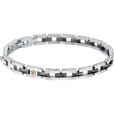 Maserati heren armband roestvrij staal, keramiek One Size Zwart Zilver 32024121
