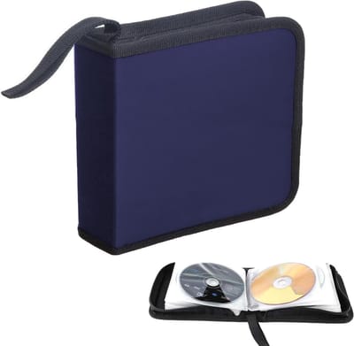 Opbergzak voor 40 CD's en DVD's, Ideaal voor Auto en Thuis, Ruimtebesparend en Duurzaam in Blauw