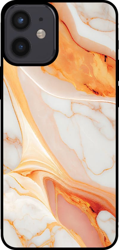 Smartphonica Telefoonhoesje voor iPhone 12 Mini met marmer opdruk - TPU backcover case marble design - Oranje geschikt voor iPhone 12 Mini