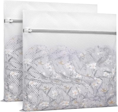 Waszakken Delicates - XXL Beschermzakken - Kleding Beschermen - Roestvrije Rits - 2 stuks 60x60 - Wit