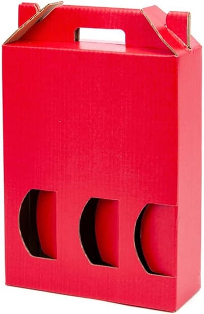 Flessen Verpakking - Cadeaudozen - Flessen Presenteren - Met Handvat En Vensters - 10 Stuks - Rood