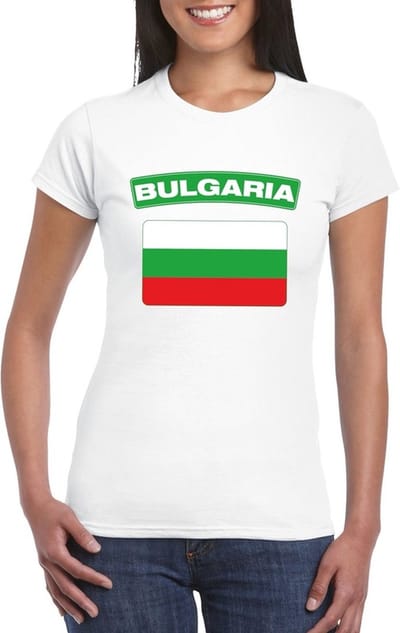 Vlag Bulgarije t-shirt - wit - met vlag van het land print - voor dames - korte mouwen - supporters S