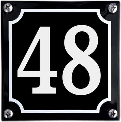 Zwart emaille huisnummer  - 48
