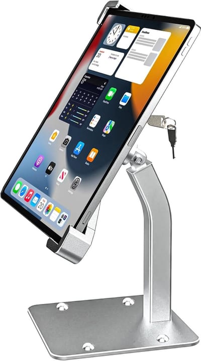 Tablethouder, diefstalbeveiliging, iPad-veiligheidshouder met sleutelsluiting, metalen structuur - verkoopwinkel, baliestandaard voor tablets van 9 tot 14 inch, iPad Pro Air, Galaxy Tabs