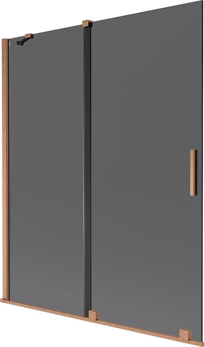 Mexen Velar badwand 2-vleugelige schuifdeur 140 x 150 , grafiet, geborsteld koper - 896-140-000-41-65