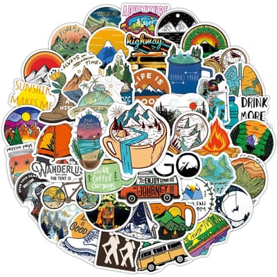 50 100 Stuks Buiten Reizen Stickers Wandelen Avontuur Wildernis Kamperen Vinyl Decal Waterfles Laptop Mok Auto Waterdicht