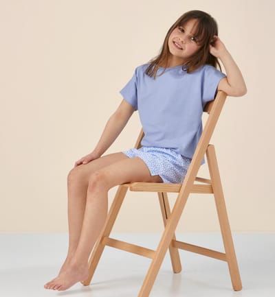 Little Label - meisjes pyjama kort - luipaard blauw - 170-176 / 16Y - extra zachte bio-katoen